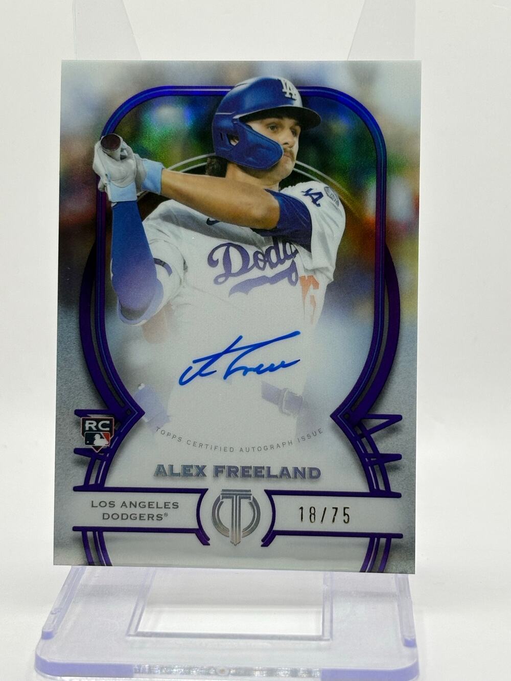 2026 Topps Tribute Alex Freeland Rookie Purple On Card Auto 18/75 SP Dodgers RC
